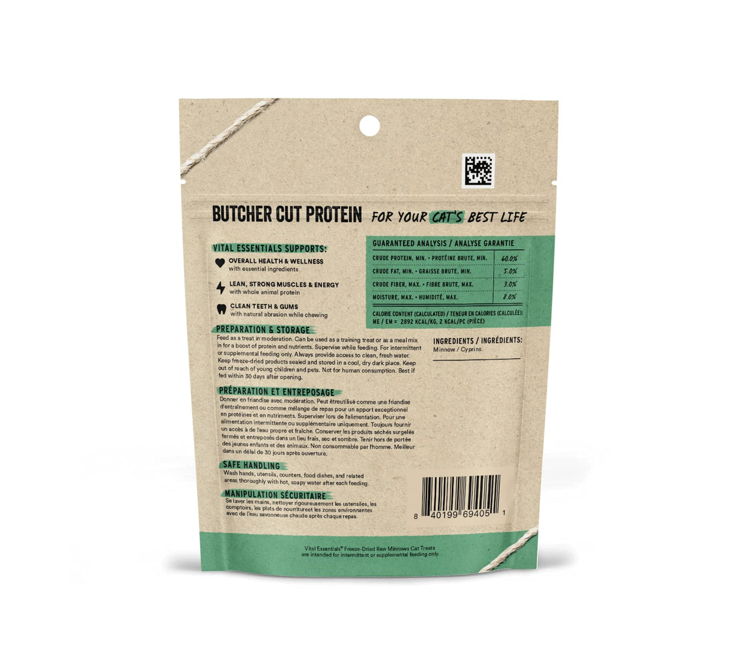 Vital Essentials Minnows Cat Treats, 0.5 oz | Freeze-Dried Raw | Single Ingredient | Grain Free, Gluten Free, Filler Free