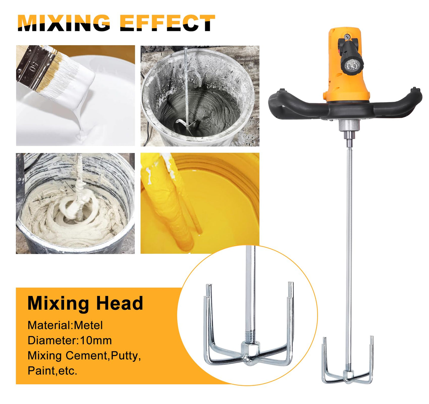 Meticuloso 1pcs Concrete Trowel with Extension Rod, Wall Smoothing Polishing Machine and 1pcs Cordless Concrete Mixer, for Makita 18V Max Battery
