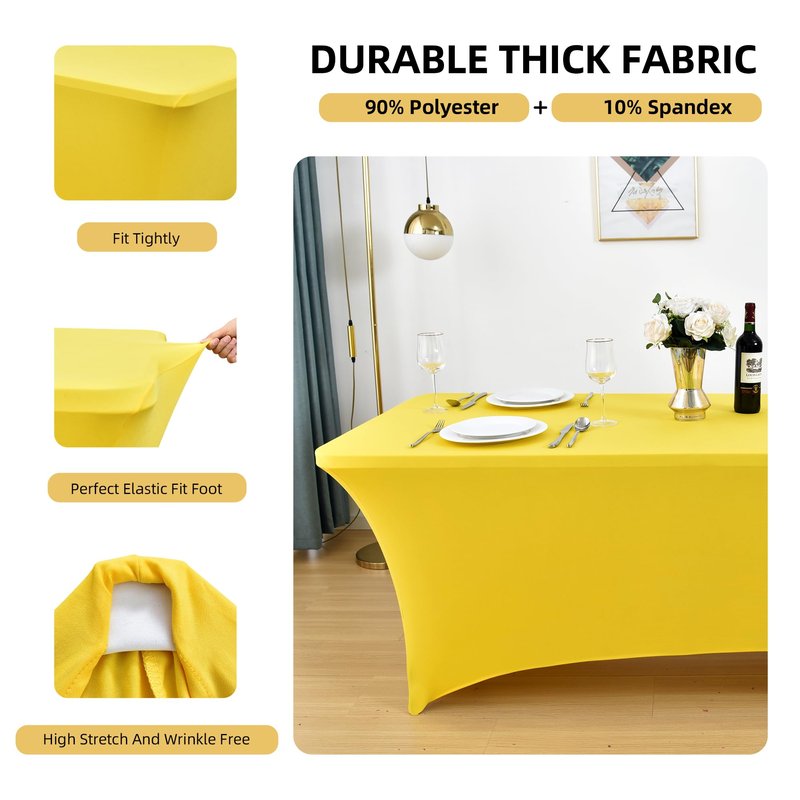 ZarzaaSik 10-Pack 8ft Spandex Table Covers for Rectangle Folding Tables - Washable Elastic Tablecloth - Ultimate Fitted Table Protector for Parties, Trade Shows, Banquet, and Wedding