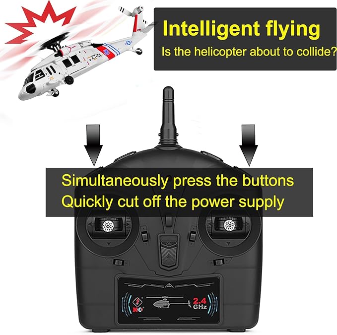 K270 UH60L Remote Controlled Helicopter 2.4Ghz 4CH RC Helicopter Heli Aileronless 6-Axis Gyroscope Air Pressure Hold Optical Flow Position 3-Batteries for Adults Beginners