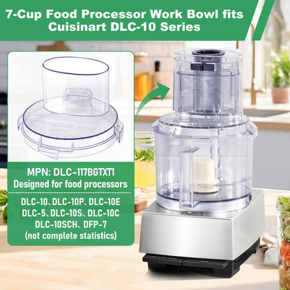 DLC-10 Series Work Bowl Cover 7-Cup DLC-117BGTXT-1 Food Processor Replacement Parts for Tritan Cuisinart,This Cover Features 4 Tabs On The Bottom Rim,Will Only Work With a Tritan Workbowl