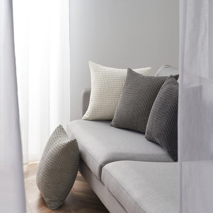 Topfinel 4 Packs Grey Decorative Throw Pillow Covers 24x24 Inch for Living Room Couch Bed Sofa, Boho Western Farmhouse Home Decor, Square Soft Moss Corduroy Fall Cushion Case 60x60 cm
