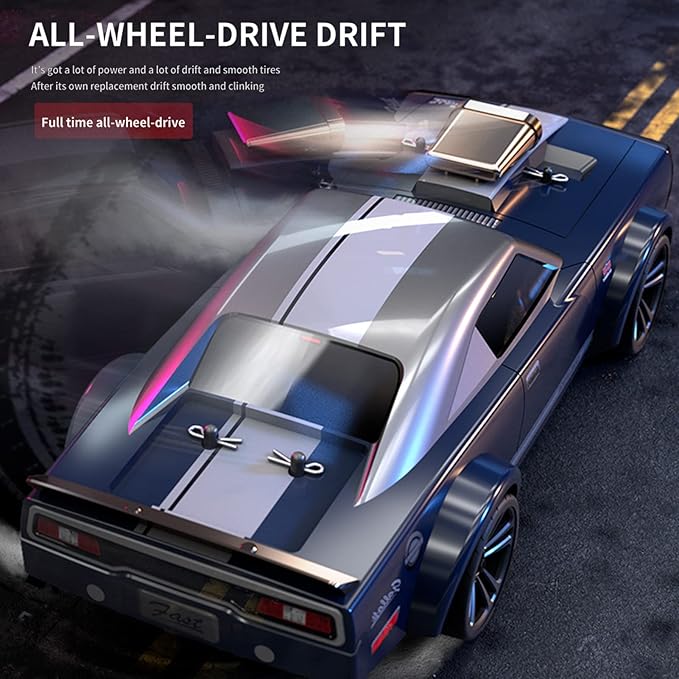 GoolRC RC Drift Car 1:16 Scale Remote Control Car 4WD 35KM/H High Speed Racing Car 2.4GHz RC Drifting Car for Adults with Cool LED Lights Extra Drift Tires and 3 Batteries (Red)