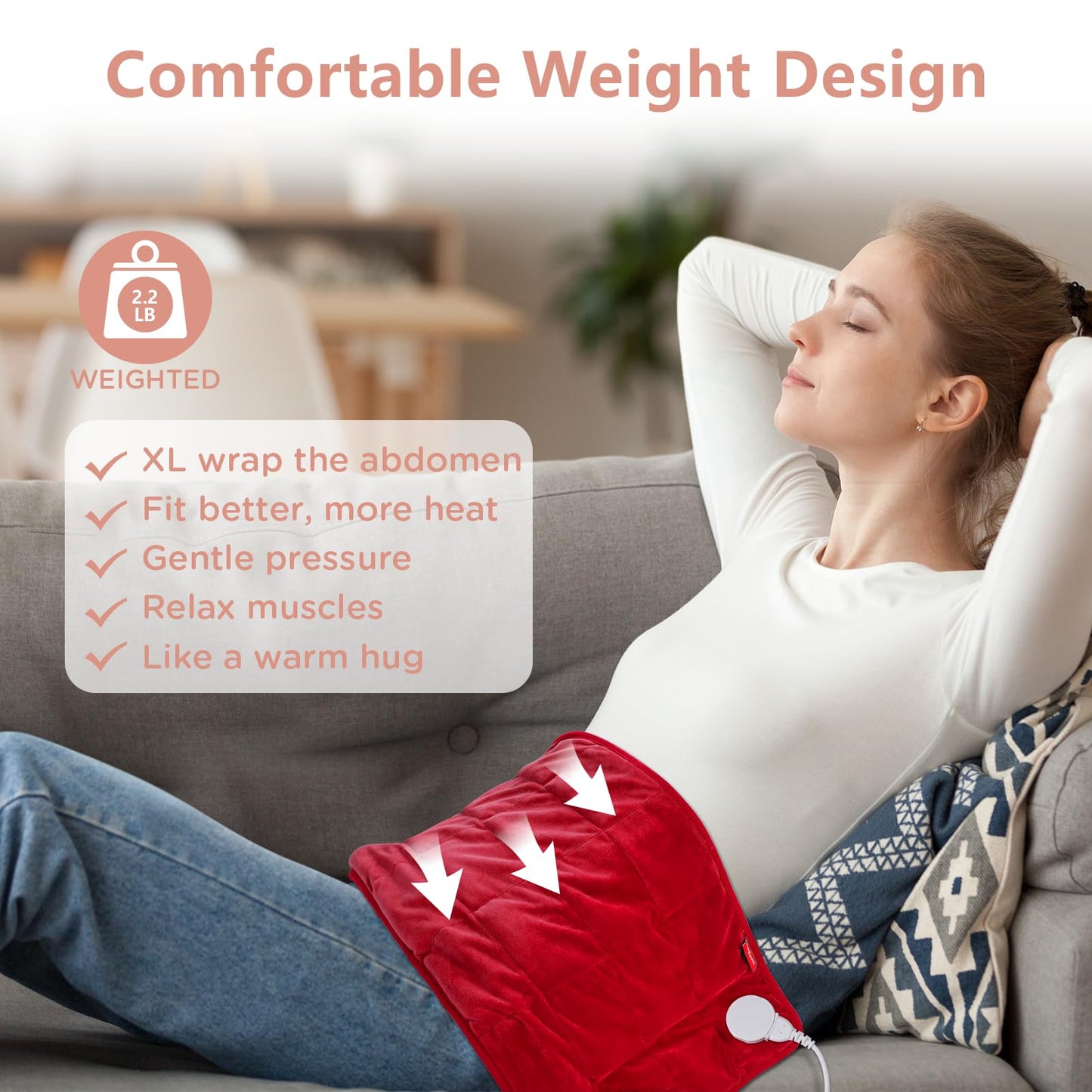 Comfytemp Weighted Heating Pad for Back & Period Cramps, FSA Eligible, Birthday Gifts for Mom Dad Women Men, 2.2lb HSA Electric Heat Pad for Neck Shoulder Pain Relief, 2H Auto-Off Heated Pad, 12x24
