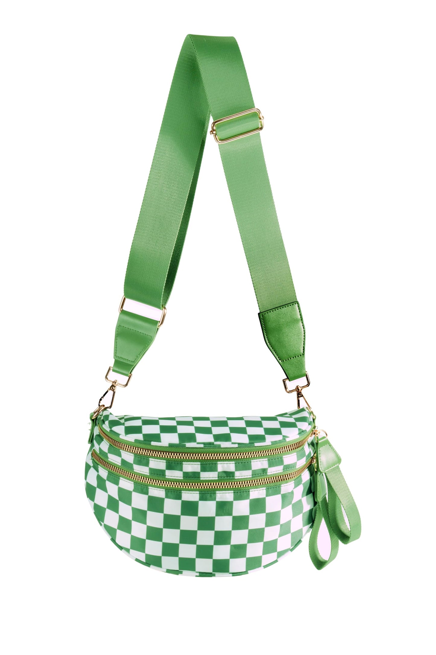 Spacious Checkered Nylon Crossbody Bag Bum Bag Checkered Handbags Wallets for Women