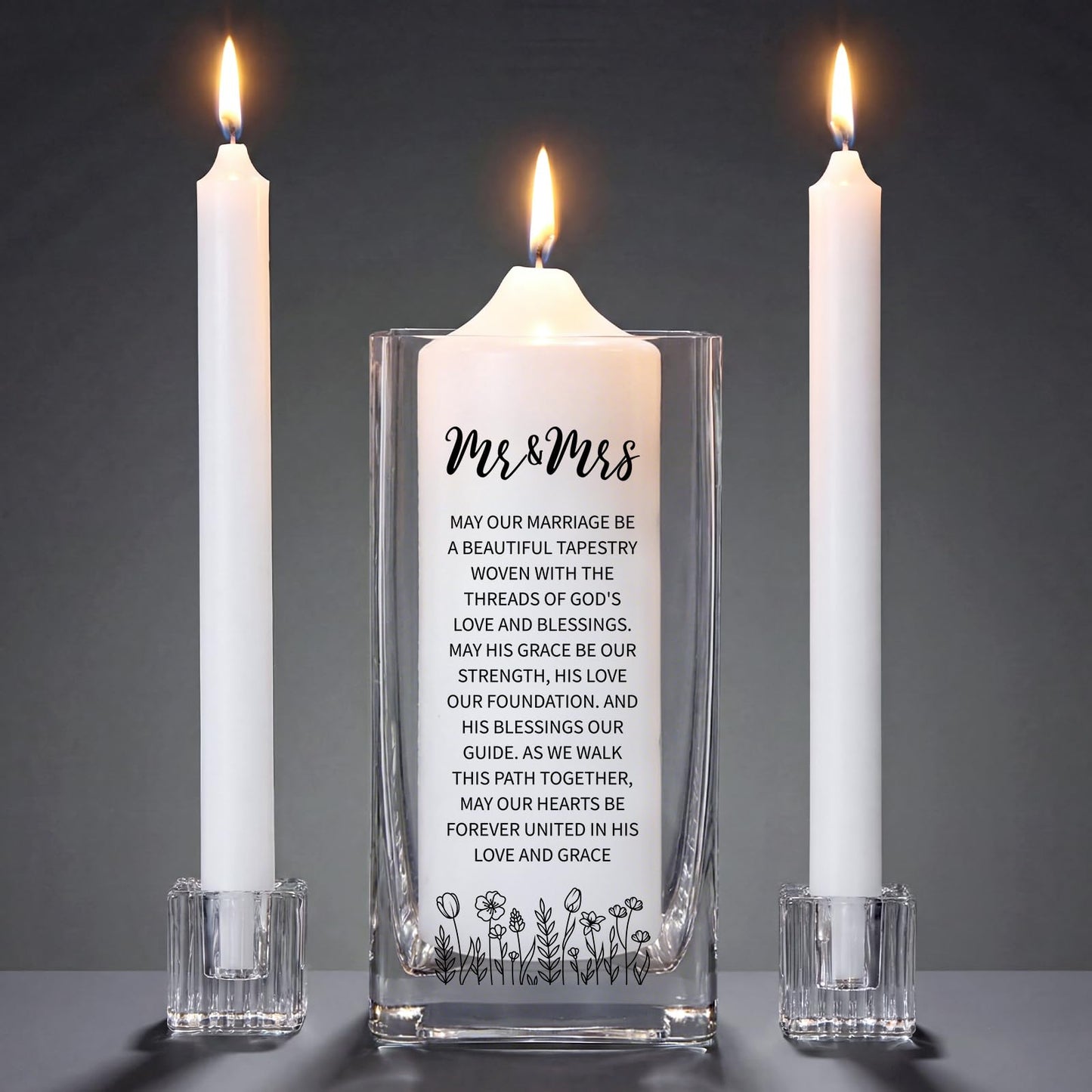 Irenare Unity Candles with Holder for Wedding Ceremony Unity Candle Set Wedding Table Decorations Accessories for Formal Events Church(Glass Dome)