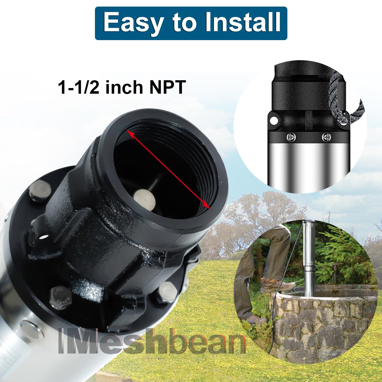 Deep Well Submersible Pump with Control Box, 1HP 110V Deep Well Pump Submersible Water Pump for Industrial Irrigation and Home, 100FT Power Cord, 33GPM,305FT Lift,Long Life,4" OD