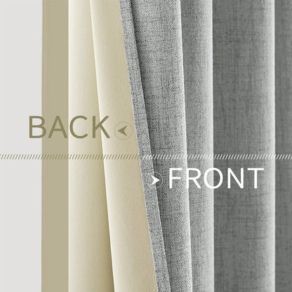 MIULEE Blackout Linen Curtains - Thermal Insulated Grommet Drapes for Bedroom & Living Room | Glacier Gray, 52 x 63 Inch (2 Panels)