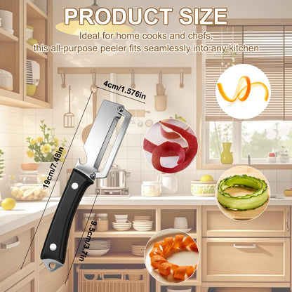 2PCS Premium Vegetable Peeler with Wooden Handle and Bottle Opener,Multifunctional 2-in-1 Stainless Steel Kitchen Tool for Potato Fruit Pineapple Pumpkin Papaya Carrot Vegetable Peeler(Mix)