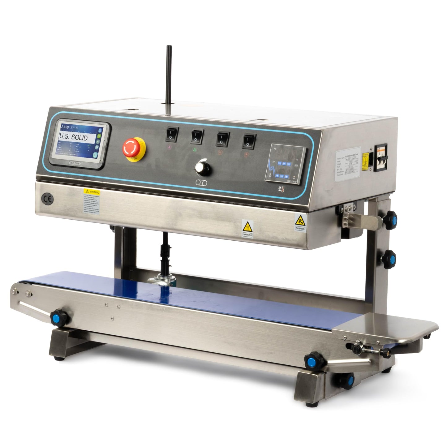 U.S. Solid Continuous Band Sealer with Inkjet Printer, Automatic Vertical Bag Sealing Machine, 0.39" Sealing Width, 0-16 m/min, 0-572°F, for PVC/Mylar Commercial Industrial Packaging