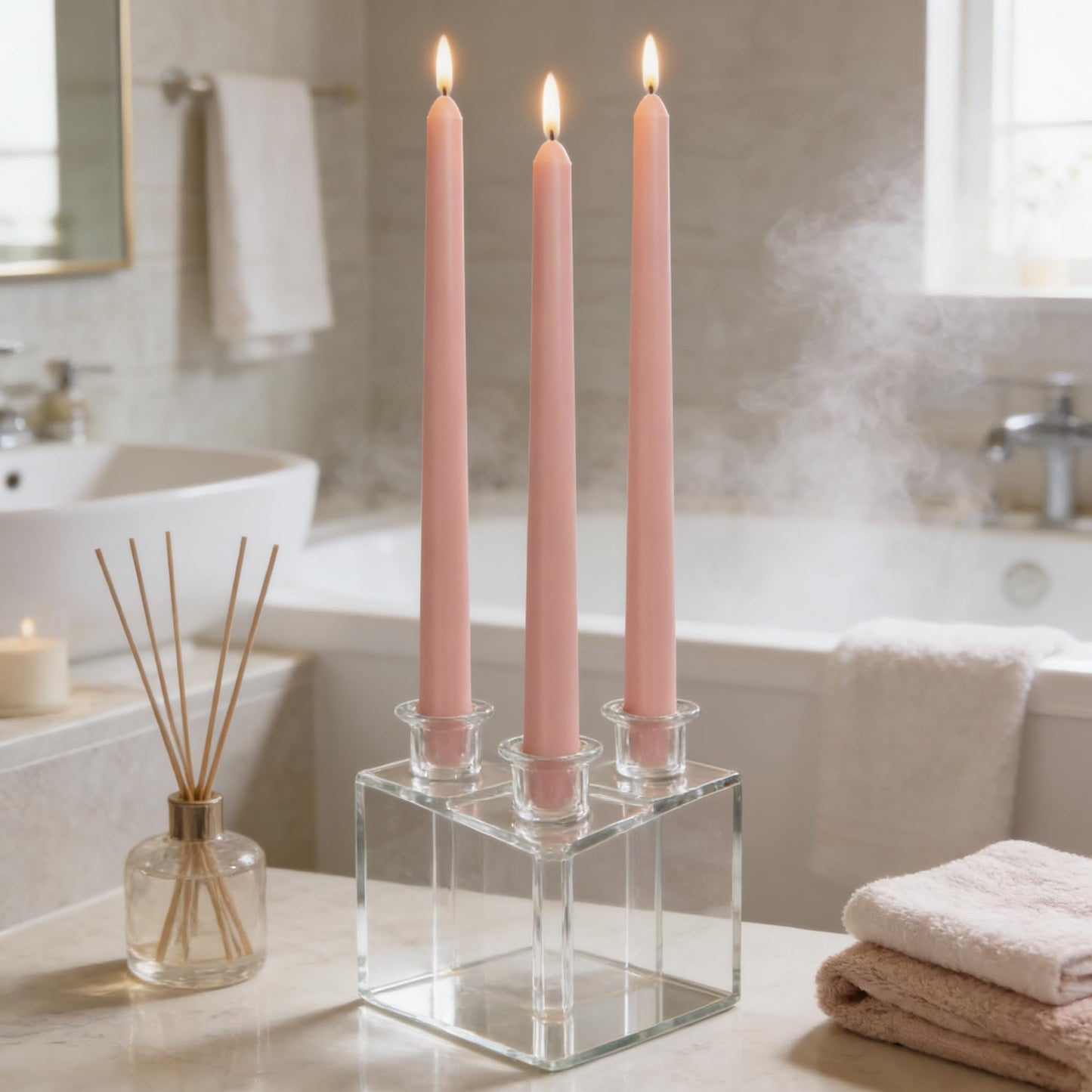 12 Pack 10 inch Dusty Pink Taper Candles, Unscented Dripless Smokeless Candlestick Bulk for Home Dinner Wedding Romantic, 7-8 Hours Burn