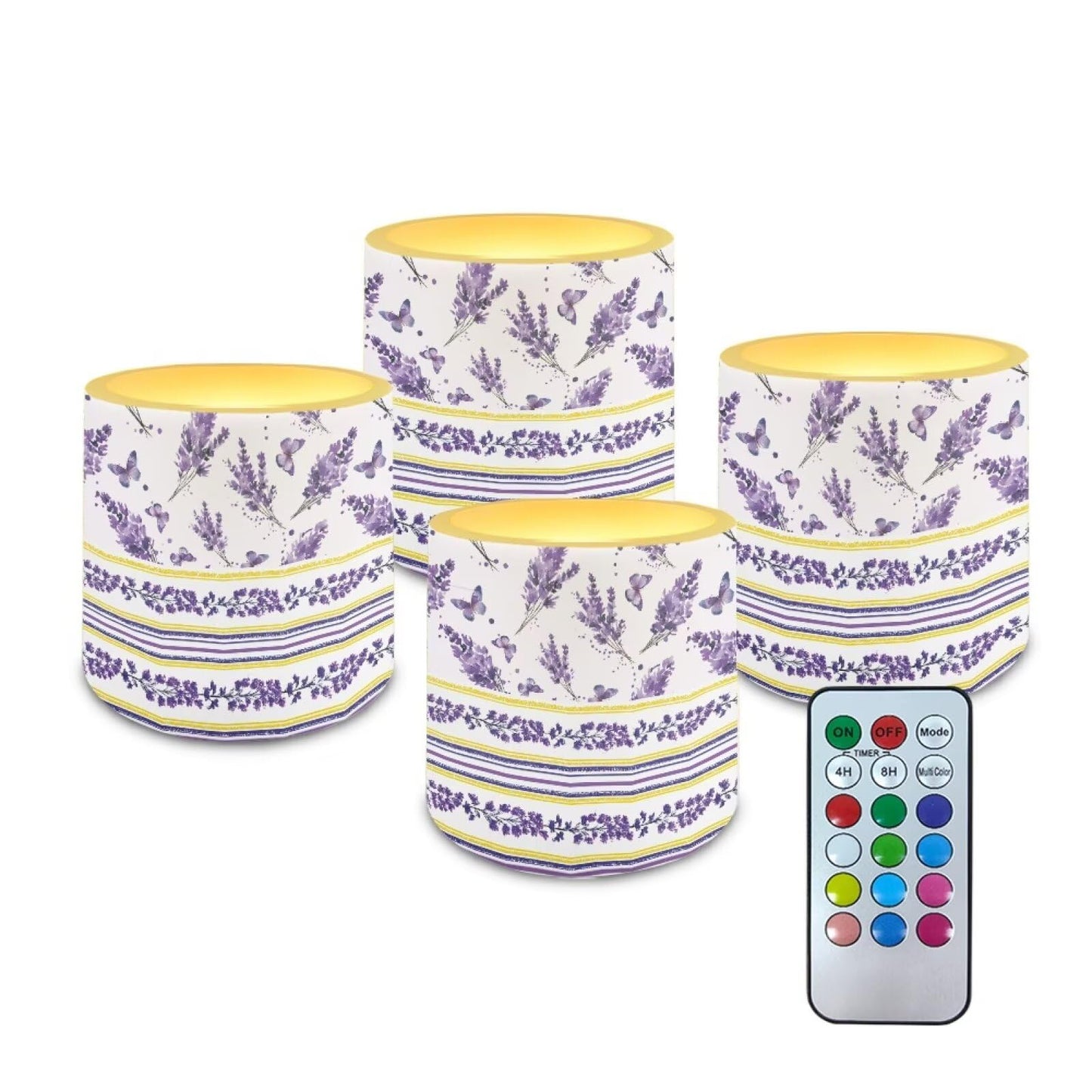 Cozeyat Lavender LED Candles Set of 4 Battery Powered Flameless with Remote Timer Dancing Flame Waterproof for Home Garden Patio Table