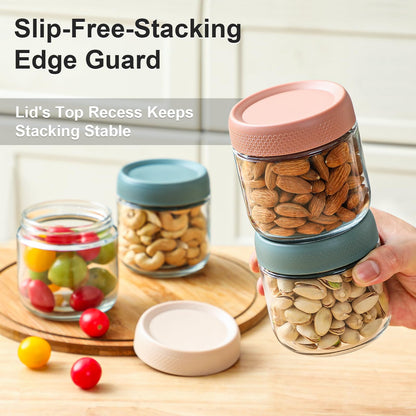 NETANY 6-pack 16 oz Overnight Oats Containers with Lids, Glass jars with Airtight Lids, Wide mouth Mason Salad jars, Glass Food Storage Containers for Snacks Yogurt Spice Sugar