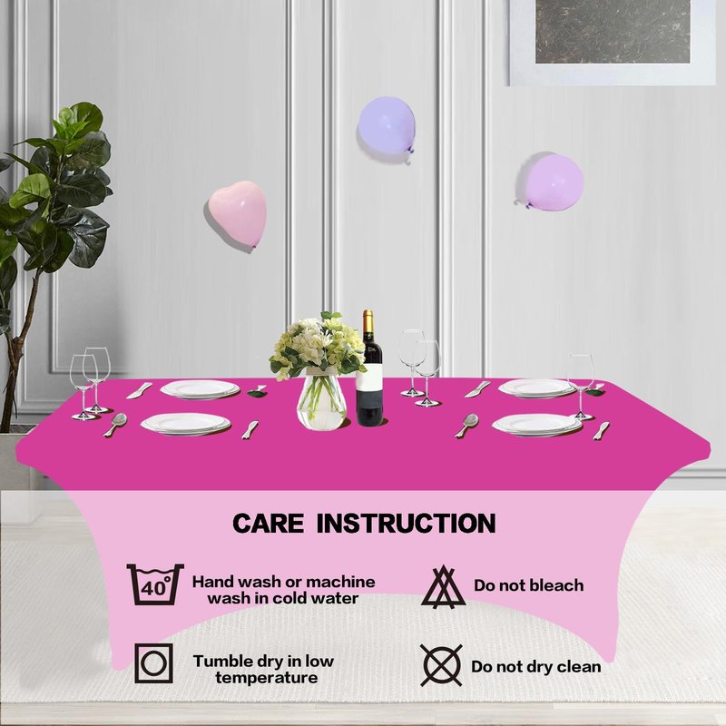 IVAPUPU 4FT Table Cloth for Rectangular Fitted Events Stretch Fuchsia Table Covers Washable Cover Spandex Tablecloth Protector for Party, Wedding, Cocktail, Banquet, Festival