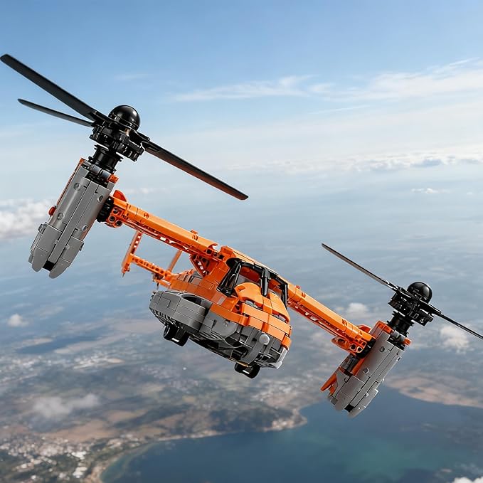 V22 Large Scale Tiltrotor Aircraft Building Set Military Transport Plane Model for Adults &amp Teens- Compatible with Lego Military (460 PCS)