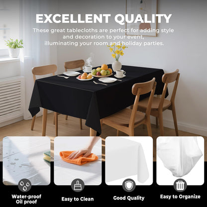 JHDZDHY 54 Inch X 100 Feet Plastic Table Cover Roll Premium Disposable Plastic Tablecloth for All Type/Shape Tables | Picnic, Party, Banquet, Birthdays, Weddings (Black, 54 Inch X 100 Feet)