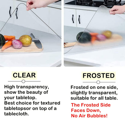 Leffora Frosted Table Cover Protector 40 x 72 Inch, 1.5mm Thick Plastic Desk Protector Mat, Rectangular Waterproof PVC Placemats, Transparent Mat for Kitchen, Dresser, Writing Desk, Dining Room Table
