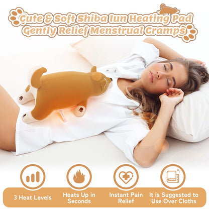 Electric Heating Pad for Period Cramps, Cuddly Soft 14" Capybara Plush with a Hot Soft Belly USB Powered, Menstrual Heating Pad Neck Shoulder Pain Relief, Gift for Women Daughter Wife