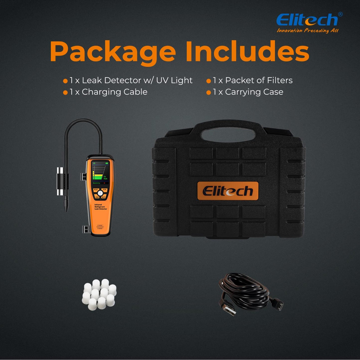 Elitech HVAC Refrigerant Leak Detector 10 Yrs Infrared Sensor Life, Halogen Freon Sniffer, Air Conditioning Detection, Automotive Gas Finder, ILD-200