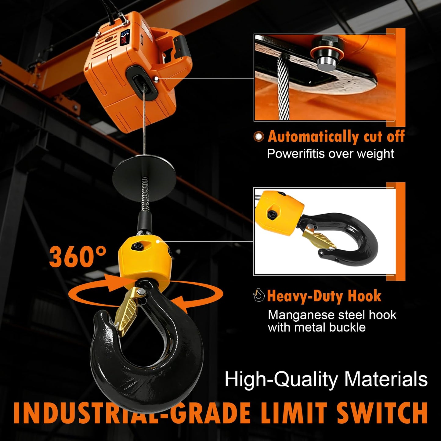 3 in 1 Electric Hoist Winch 1100LBS, 110V Portable Power Winch Crane with Manual, Wired & Wireless Remote Control, 25ft Lifting Height, Overload Protection for Lifting Towing