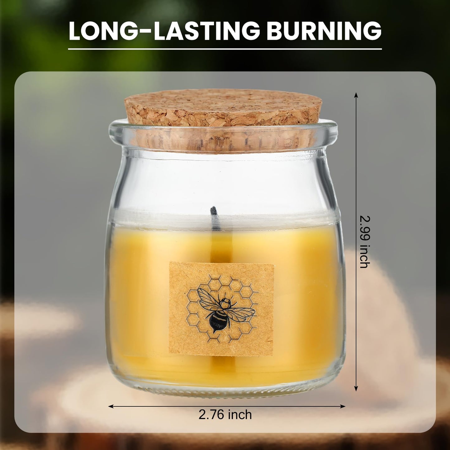 Conelist Beeswax Candle in Glass Jar, 100% Pure Beeswax Candle Organic Long Burning Yellow Bees Wax Bridesmaid Gift for Bridal Shower Bachelorette Party(8.5oz)