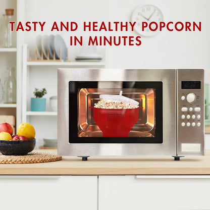 The Original Korcci Microwaveable Silicone Popcorn Popper, Microwave Popcorn Popper, Collapsible Microwave Popcorn Maker Bowl, No Oil Required, Use In Microwave, Dishwasher Safe (Blue)