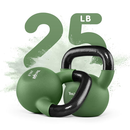 Yes4All Kettlebell, 5-65 LB Neoprene Coated Cast Iron Kettlebells, Wide Grip Handle & Flat Bottom for Swings, Squats, Deadlifts, Push Ups & Full Body Training at Home Gym - Single & Set
