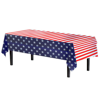 Exquisite 12-Pack Premium Plastic Tablecloth 54in. x 108in. Rectangle - American Flag Design