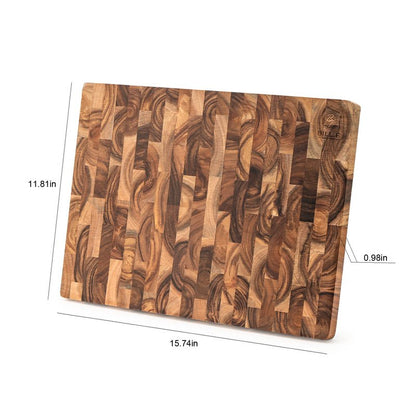 End Grain Cutting Board, Acacia Wood Cutting Board with Non-slip Feet,16" x 12" x 1",Reversible Thick Heavy-Duty Wooden Chopping Board, Large Butcher Block for Kitchen