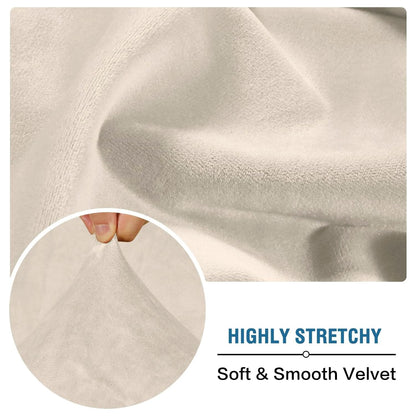 H.VERSAILTEX Velvet Stretch Sectional Couch Covers - 4 Piece Sofa Seat Cushions for L Shape Sectional Couch (Large 3 Seater + 1 Chaise, Ivory)