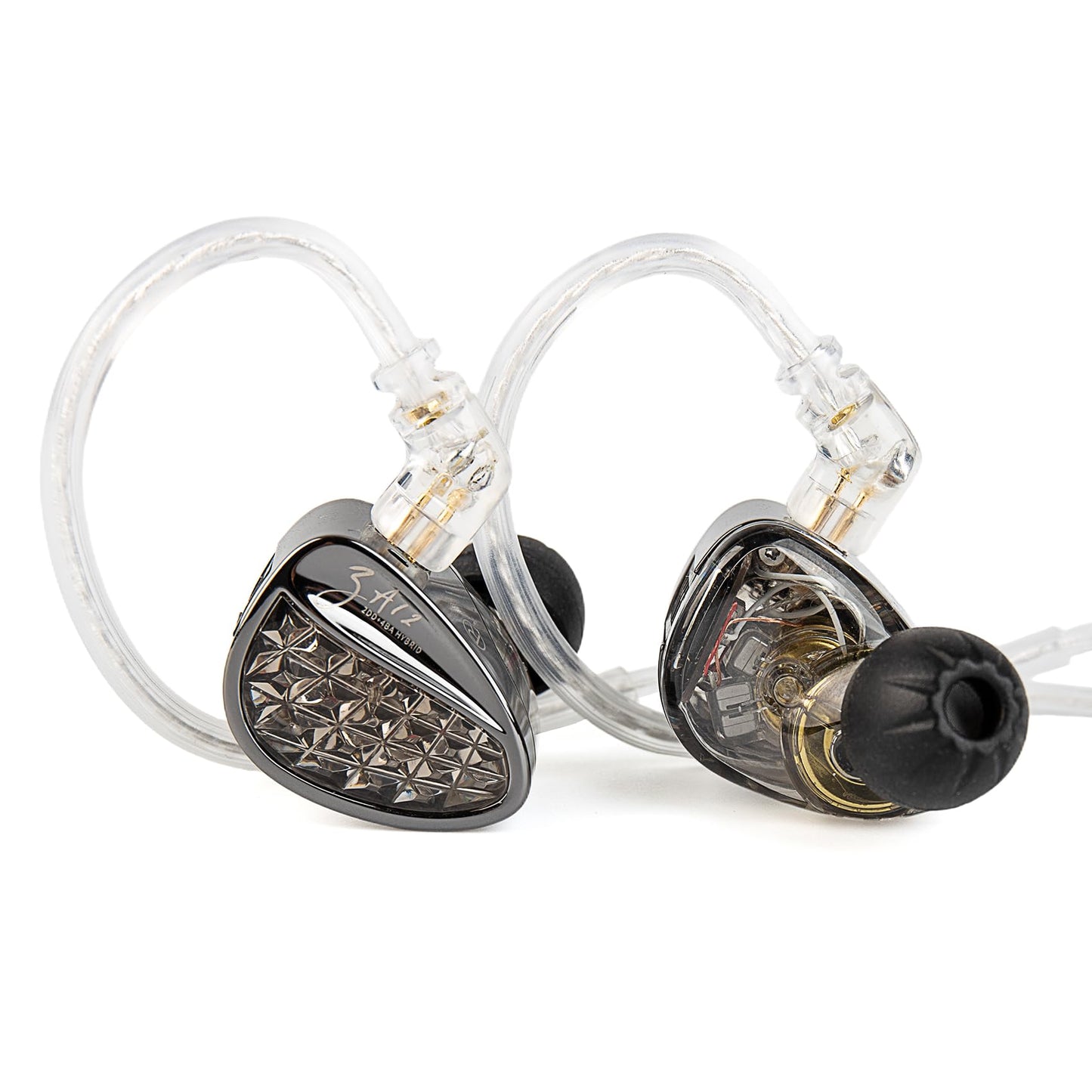 KZ ZA12 in Ear Monitor, 2DD+4BA Hybrid Wired Earbuds, KZ in Ear Monitor, Gaming Earbuds,Silver-Plated IEM Cable for Audiophile (No Microphone, Matte Black)
