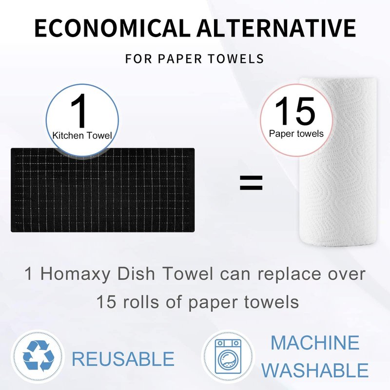 Homaxy 100% Cotton Terry Kitchen Dish Cloths, Ultra Soft and Absorbent Dish Towels for Kitchen, Suitable for Drying and Washing Dishes, 6 Pack, 12 x 12 Inches, Multiple Colour