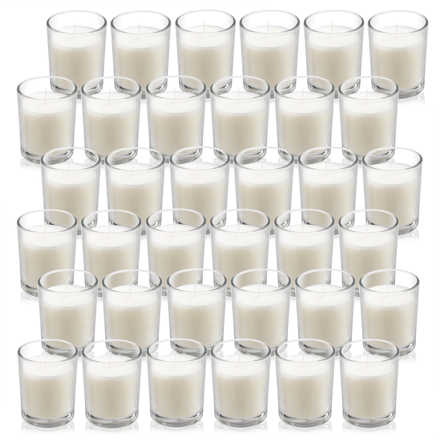 Housecret 36 Pack Warm White Unscented Clear Glass Filled Votive Candles. Hand Poured Wax Candle Ideal Gifts for Aromatherapy Spa Weddings Birthdays Holidays Party