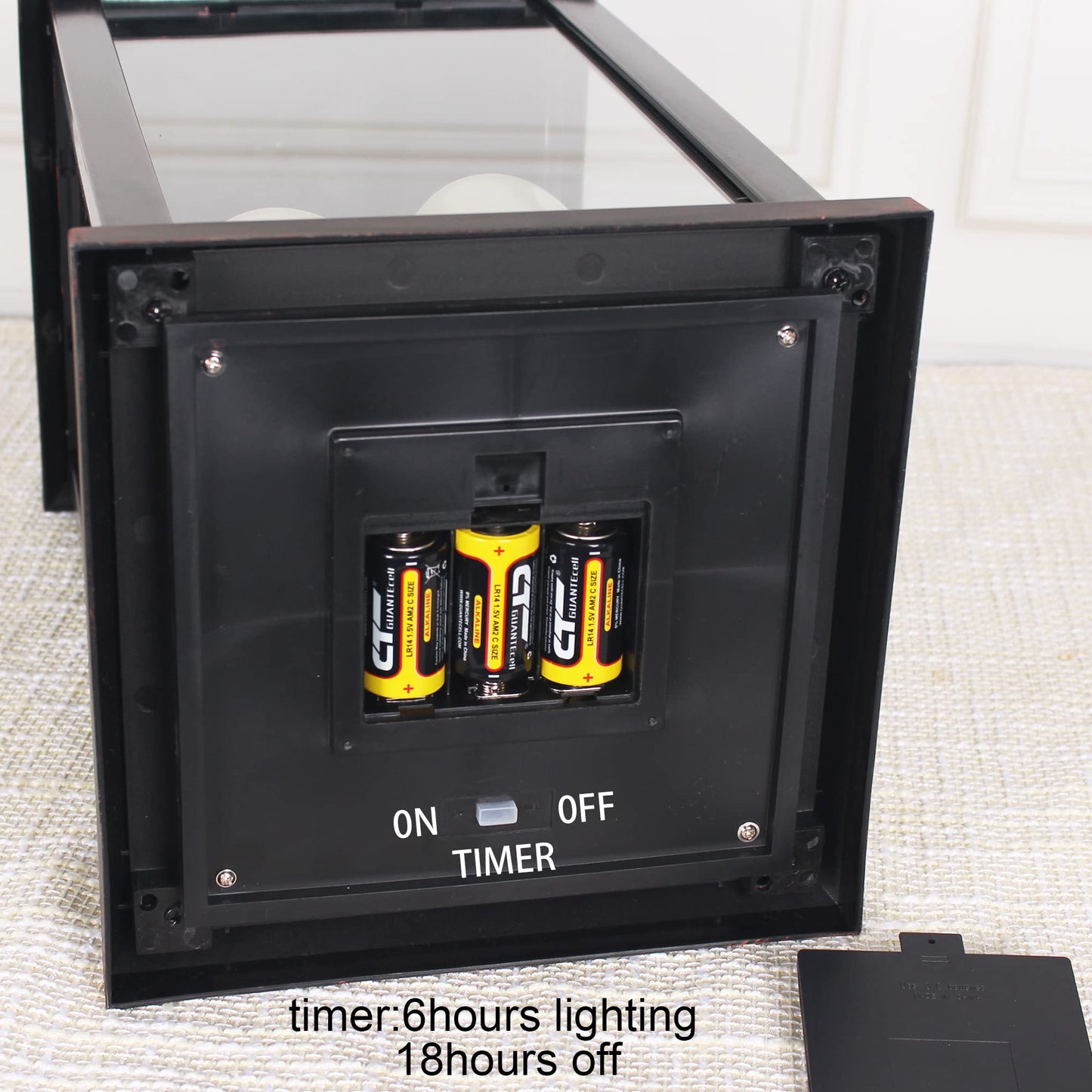 1Pack Decorative Lantern 24.80" H with Dancing Flame LED Timer Candle,ON/Off/Timer LED Candle with 6hours,Hanging Lantern for Outdoor Garden/Indoor Use.