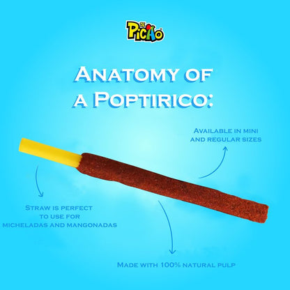 PiCAo Spicy Tamarind Candy Sticks, 50 count, 1kg., Popti Rico Tamarindo, Dulces Mexicanos, 100% Tamarind Mexican Candy