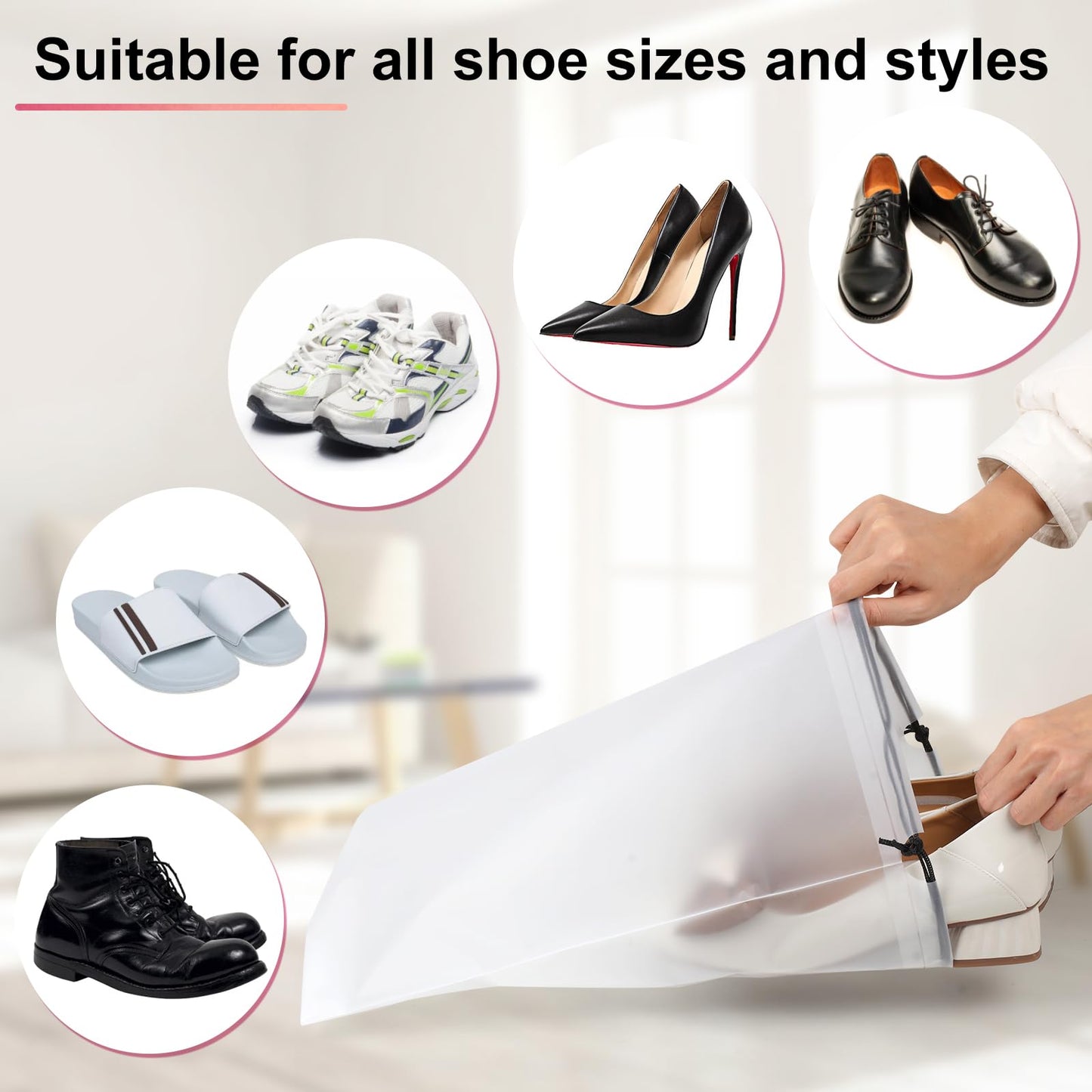 Vivinin 18 Pack Shoe Bags - 11.8in x 15.7in, Storage Bags for Packing, Travel Essentials for Men and Women