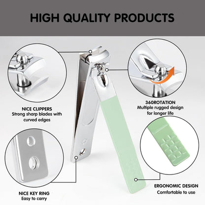 Nail Kit, Manicure Kit, Nail Care Kit For Women, Manicure Pedicure Set, Nail Clippers Toenail Clippers Kit, Professional Manicure Kit Pedicure Kit, Green Travel Case, Set of 12.