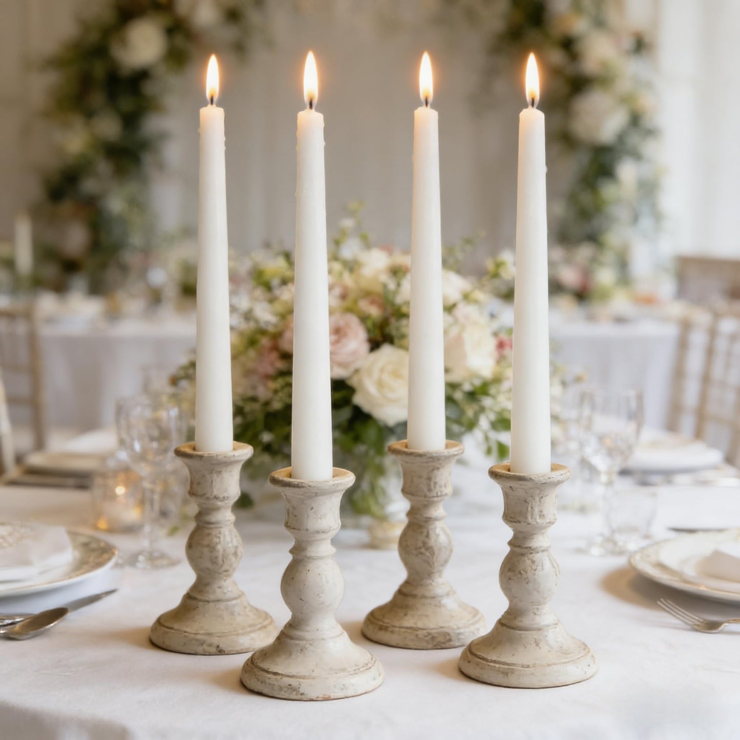 White Unscented Taper Candles for Home Decoration, 20 Pack 10 Inch Dripless Candlesticks for Dinner Party Wedding