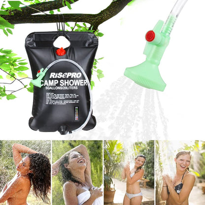 RISEPRO Solar Shower Bag, 5 gallons/20L Solar Heating Camping Shower Bag Temperature Indicator Hot Water 45°C Hiking Climbing C1004