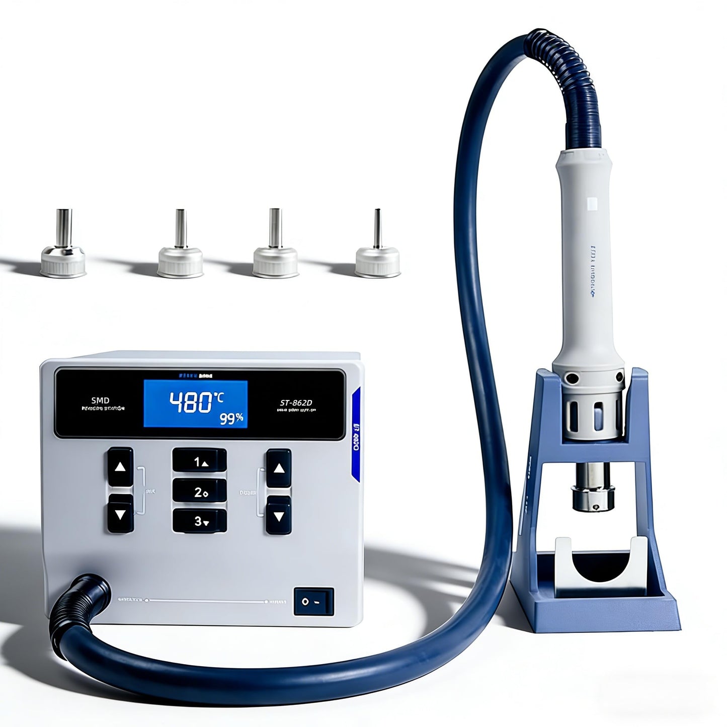 ATTEN ST-862D 1000W Digital Hot Air Rework Station - Temperature Controlled BGA/SMD Rework Station with Straight/Spiral Air Switch, Auto Sleep, 4 Nozzles for PCB Chip Soldering and Desoldering