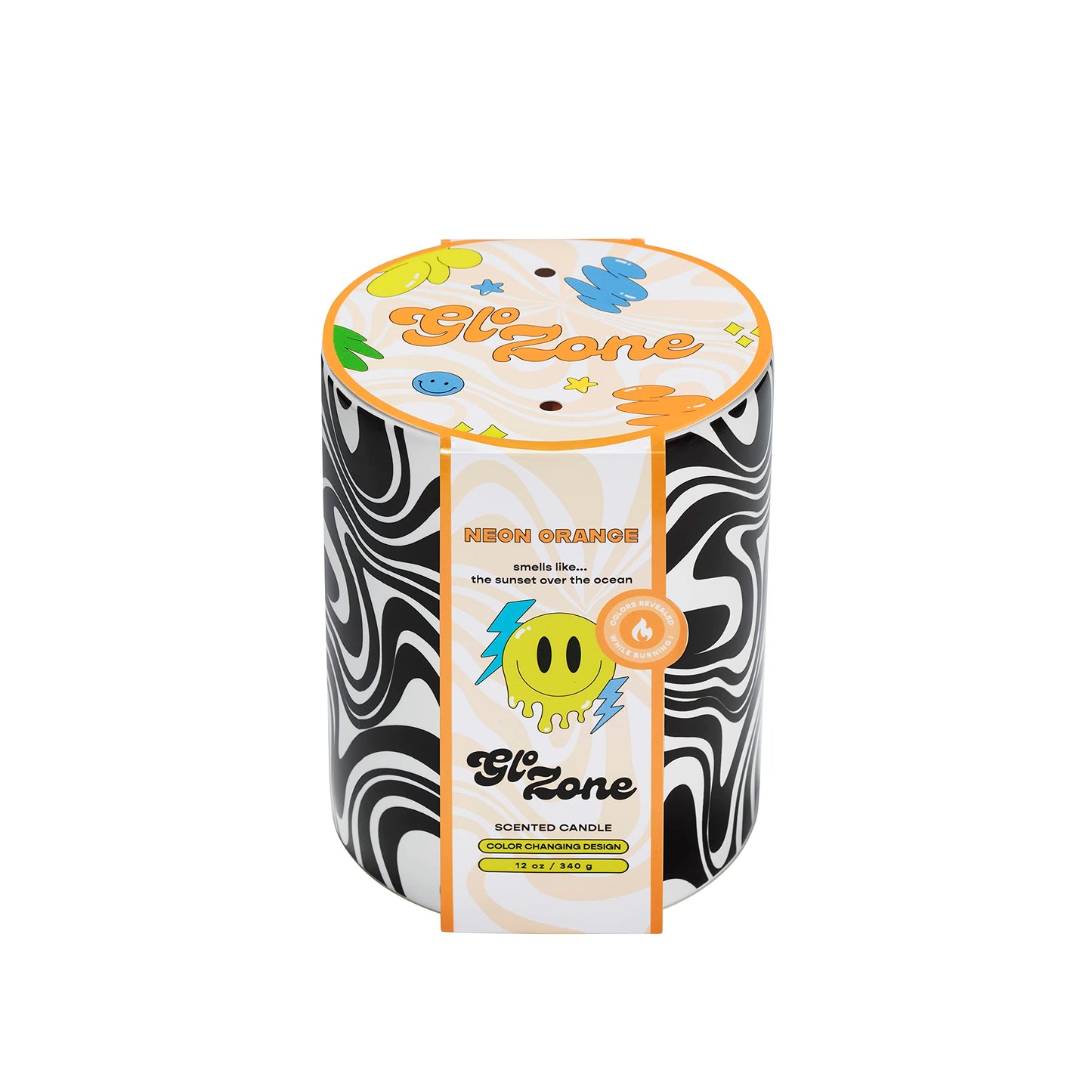 Glo Zone Slow Color-Changing Ceramic Scented Candle, 12 oz - Neon Orange