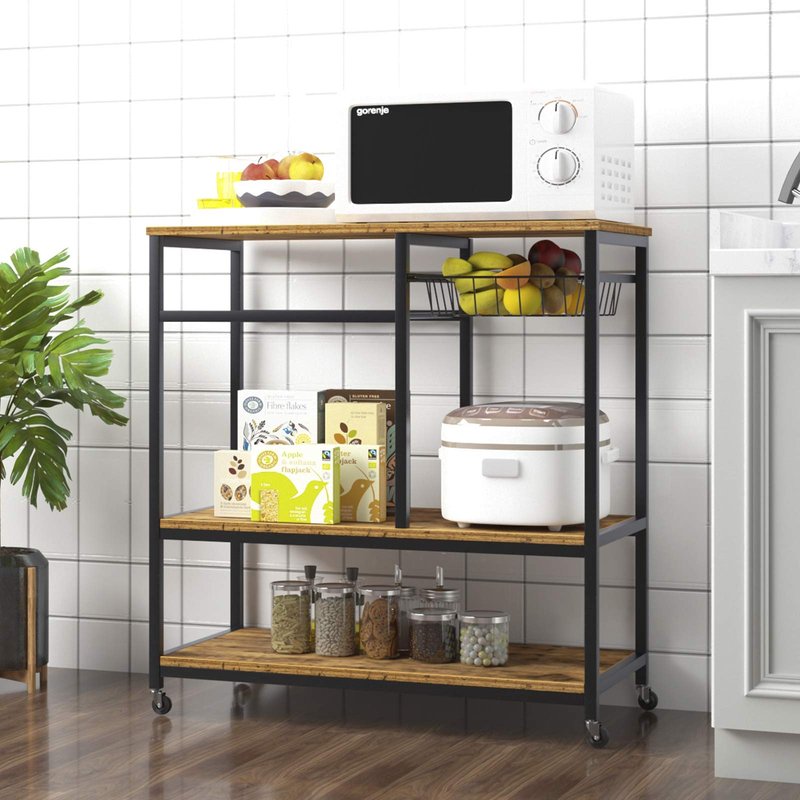 soges Kitchen Baker's Rack Kitchen Cart Utility Storage Shelf Microwave Oven Stand Storage Shelf Rustic Brown YL-D5002