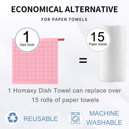 Homaxy 100% Cotton Terry Kitchen Dish Cloths, Ultra Soft and Absorbent Dish Towels for Kitchen, Suitable for Drying and Washing Dishes, 18 Pack, 12 x 12 Inches, Pink