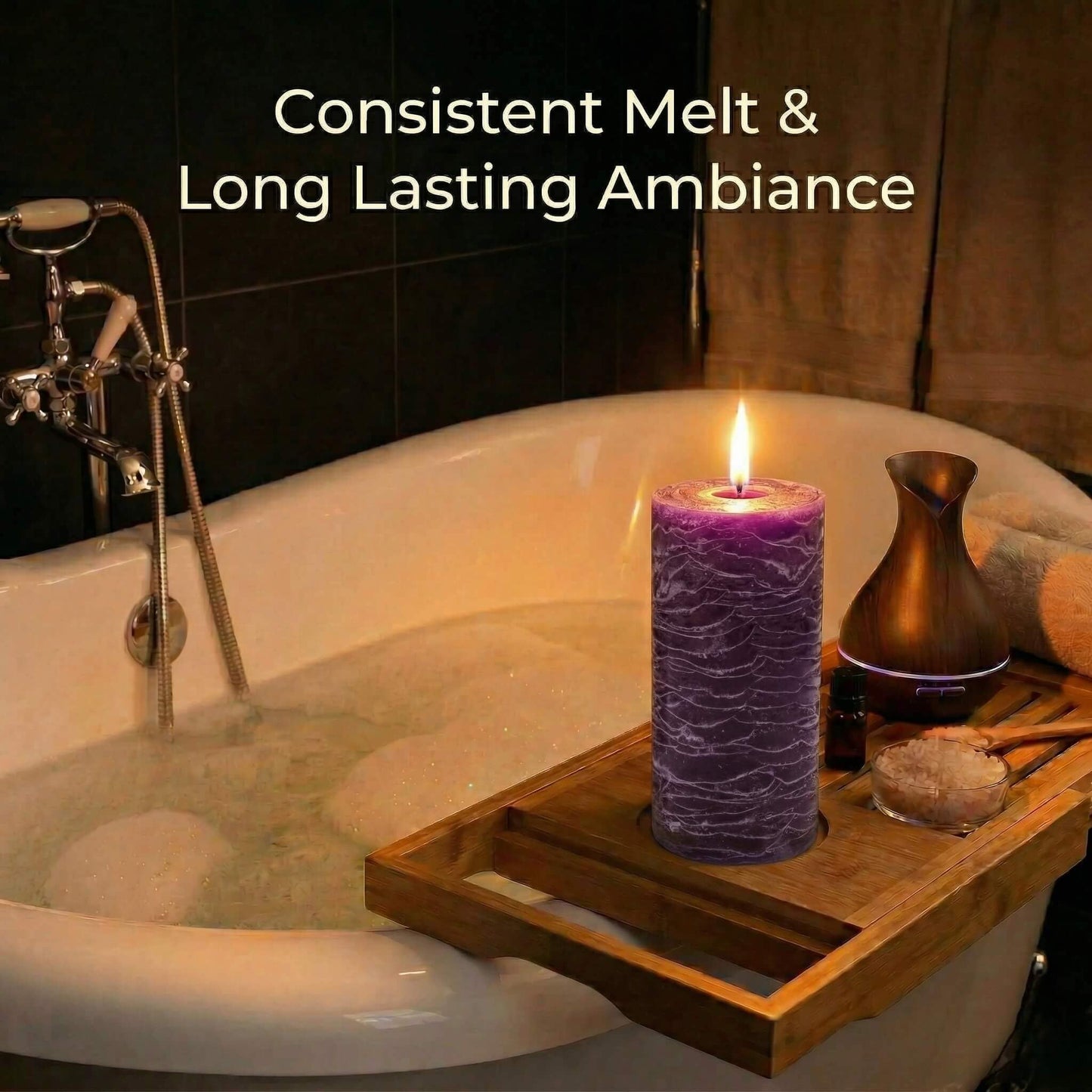 Richland Set of 3 Pillar Candles 3" x 6" Unscented (Purple Rustic) for Weddings Home Holidays Relaxation Spa Church