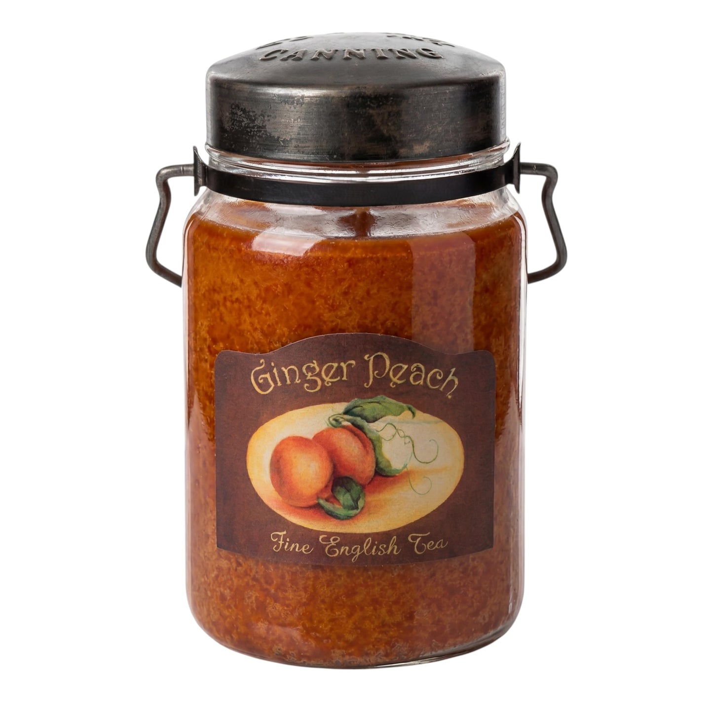 McCall’s Candles | Ginger Peach | 26 oz Scented Candle | USA-Poured | Vintage Rustic Jar with Carrying Handle | Sweet Peach, Brown Sugar & Ginger Spice Fragrance