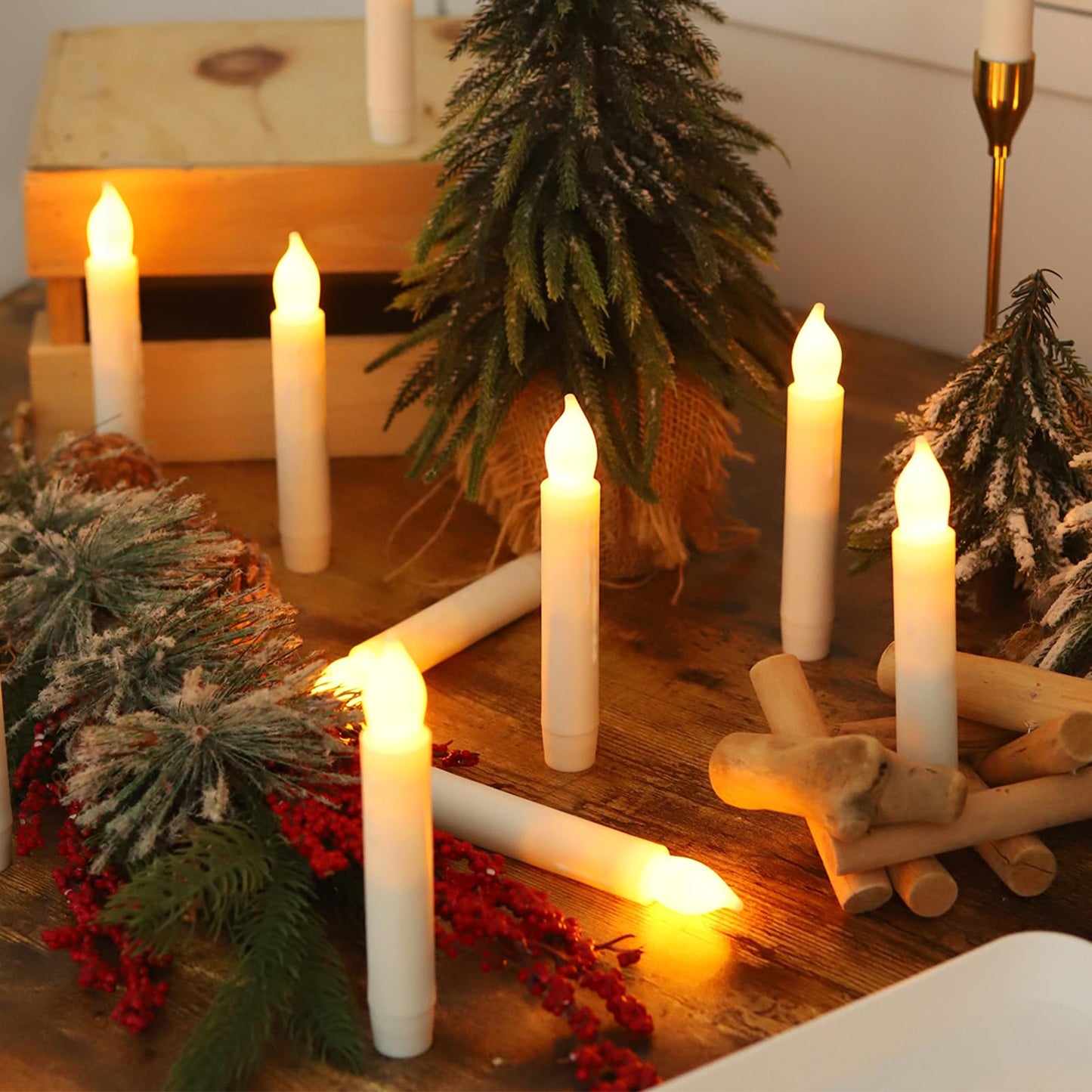 MUMCHASI Flameless Candles Battery Operated Candlesticks Flickering Led Candles Electric Flameless Taper Candlesticks Church Wedding Party Kids Home Decor H: 6 inches 12 Packs No Remote
