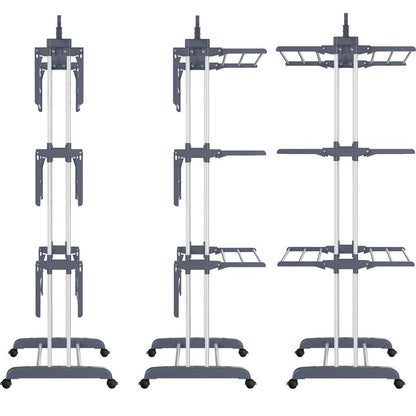 HOMIDEC Clothes Drying Rack, Oversized 4-Tier(67.7" High) Foldable Stainless Steel Drying Rack Clothing, Movable Drying Rack with 4 castors, 24 Drying Poles and 14 Hooks for Bed Linen, Clothing, Grey