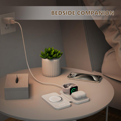 2025 Traveling Portable Wireless Mag-Safe Fast Charging Station,Magnetic 3 in 1 Charger for iPhone 17 16 15 14 13 12 Pro Max Plus,Apple Watch Series & Air pods 4 3 2 Pro-Gifts for Family