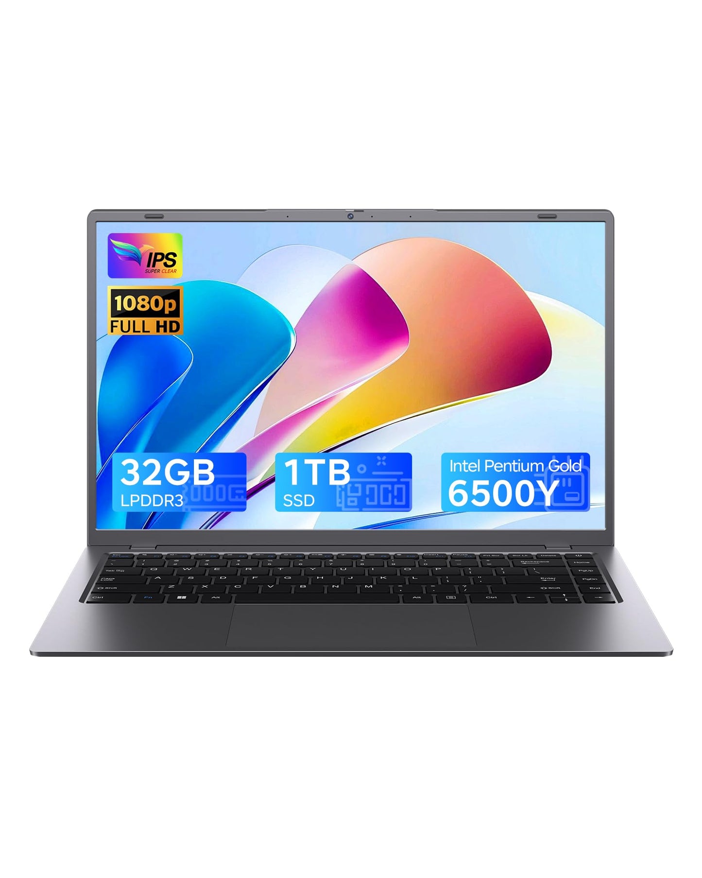 Zrasu 14" Laptop Computer,Pentium Gold 6500Y (Up to 3.4GHz), 32GB RAM 1TB SSD, Grey Laptops with Type-C, HDMI, USB3.2, BT5, WiFi 5, Lightweight Business Laptop