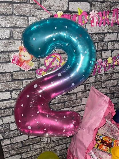 Starry Sky 2 Balloon, Number Balloons 40 Inch, 2nd Balloon Number Birthday Decorations, Second Two Birthday Party Supplies, Number 2 Balloon